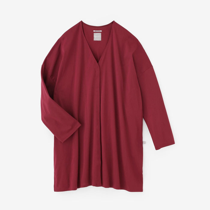 綿トリアセテート Vネック ライトチュニックカーディガン