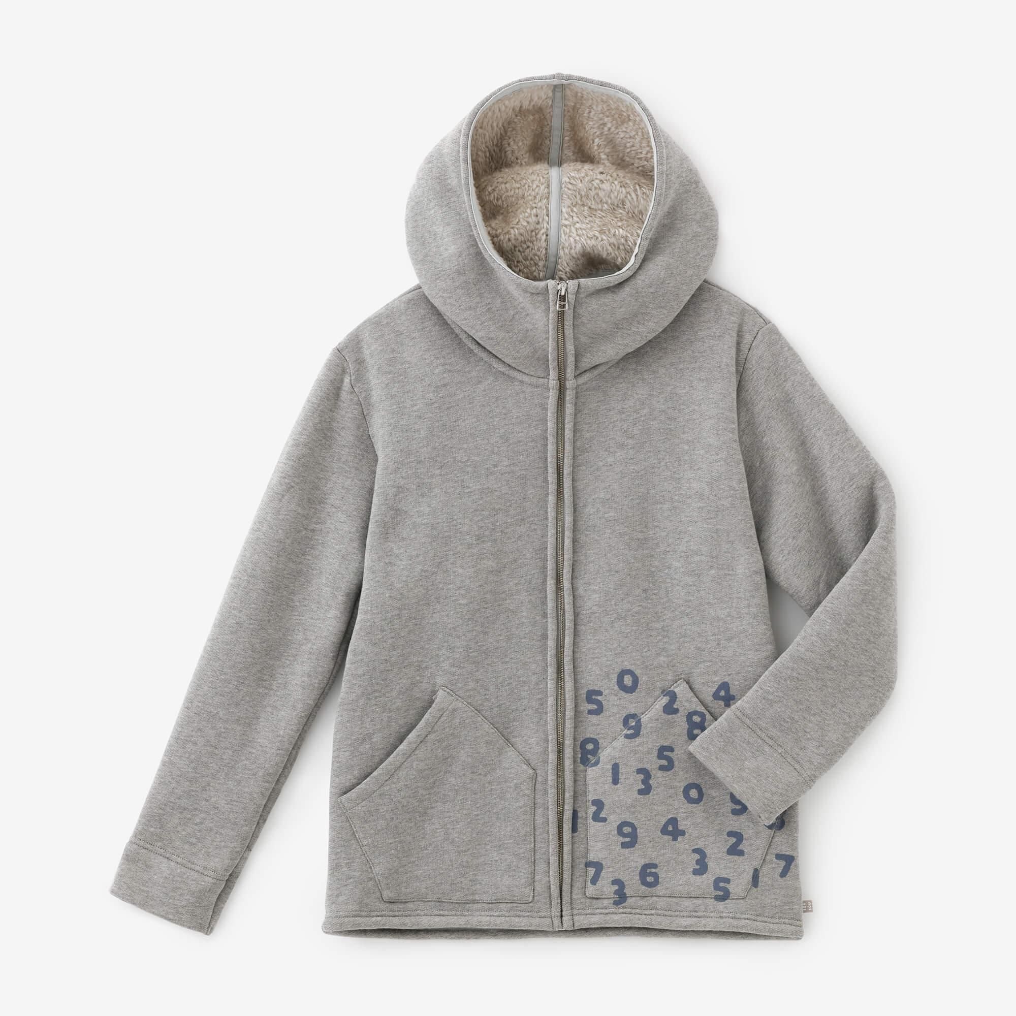 裏ボアニット フーディー／グレー2▲