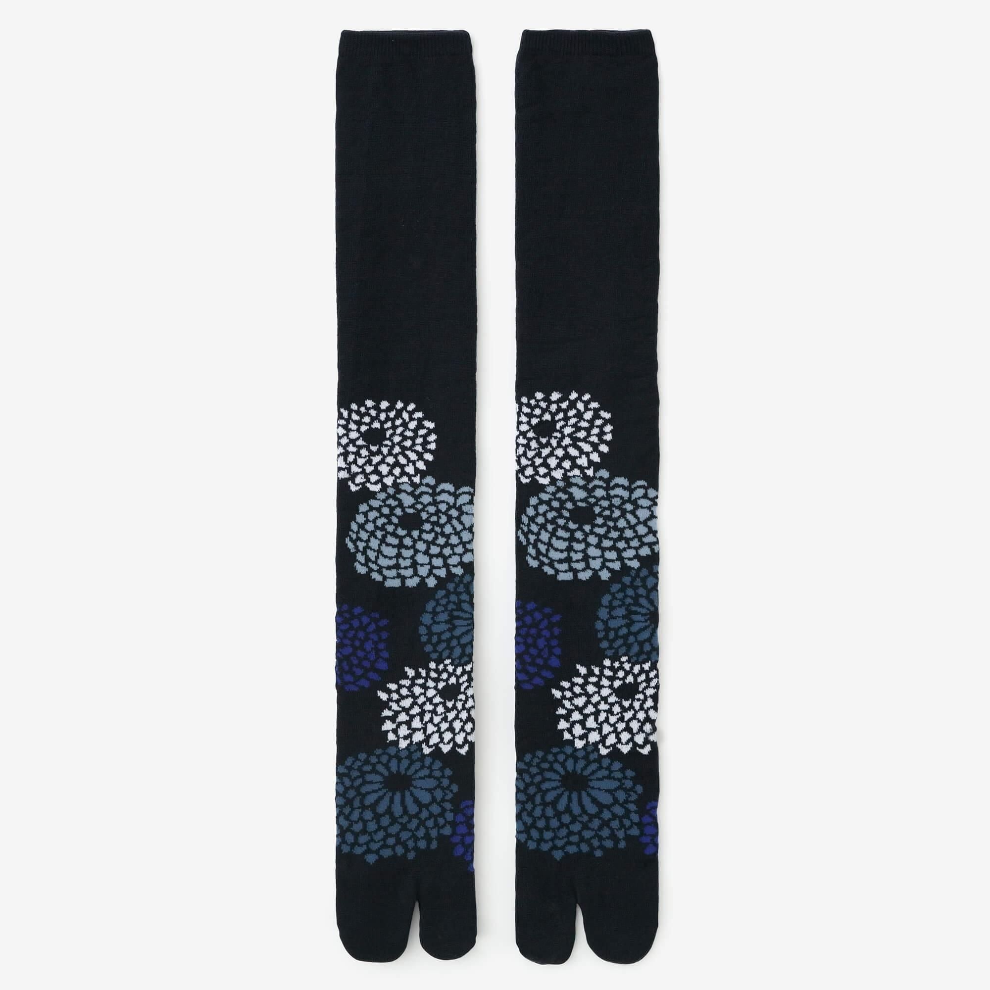 足袋下（膝丈）／菊づくし 正紺（しょうこん）