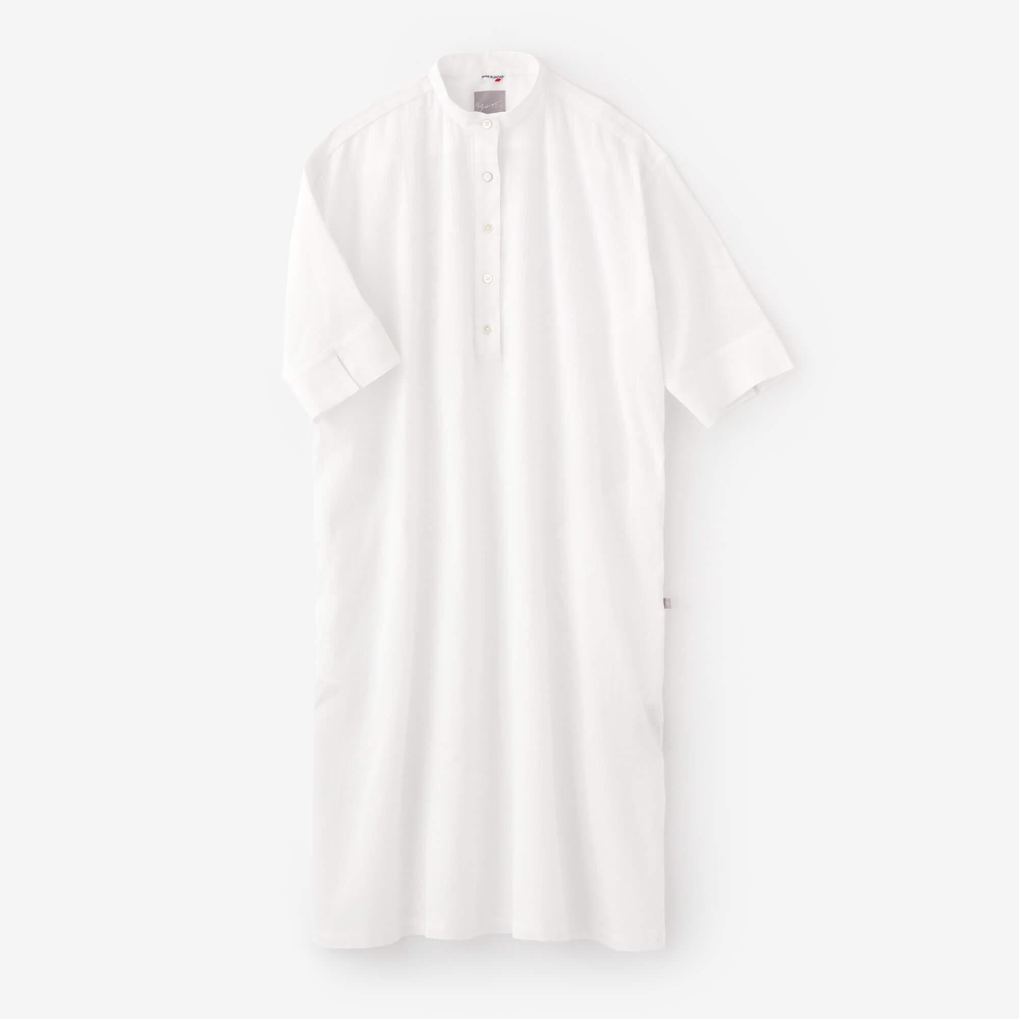 高島縮 20/20 H.N.グランシャツワンピース 6分袖／つくも