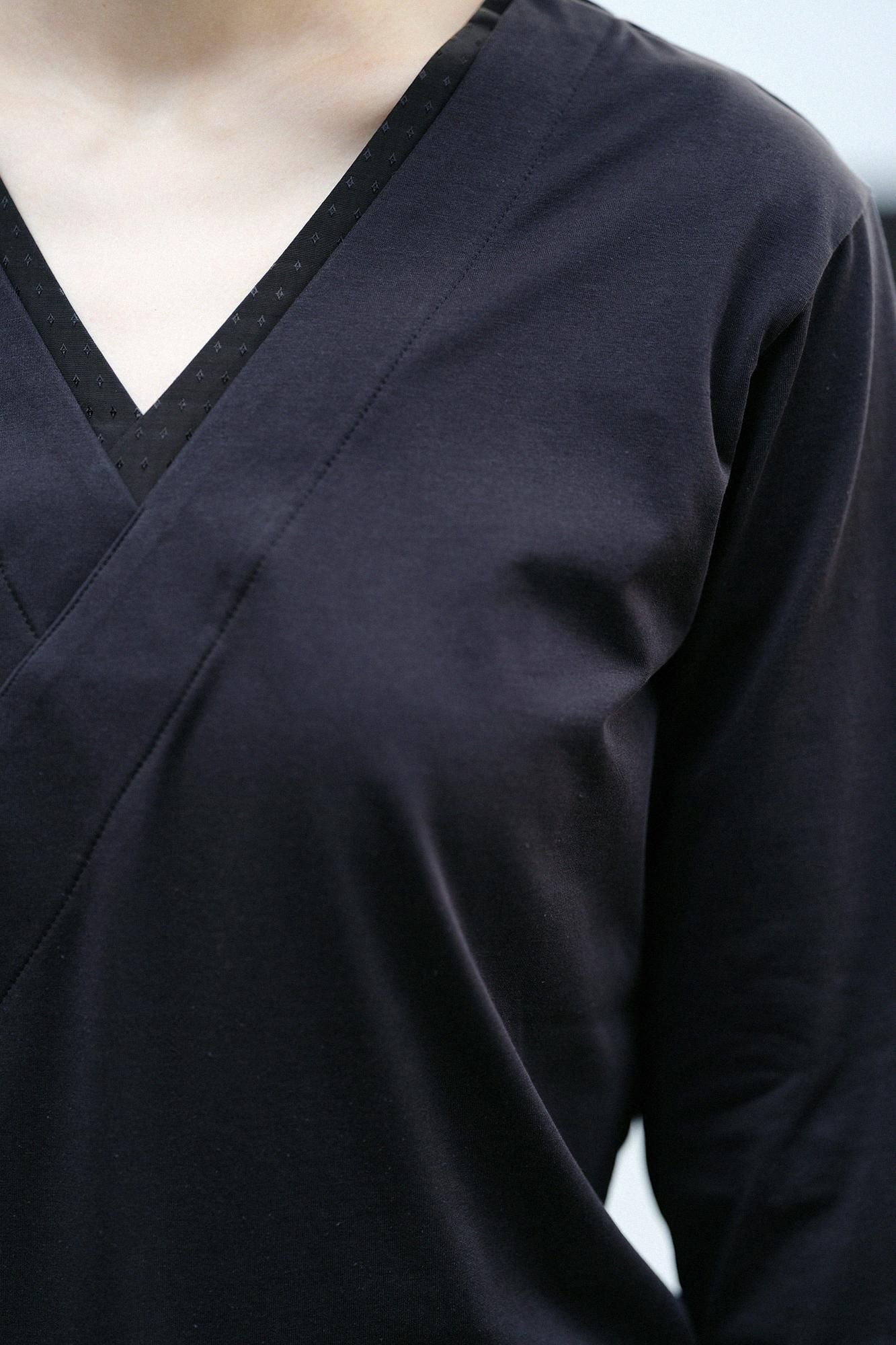 110双 超長綿（ちょうちょうめん）抜半衿（ぬきはんえり）ジバン 七分丈／濡羽色（ぬればいろ）