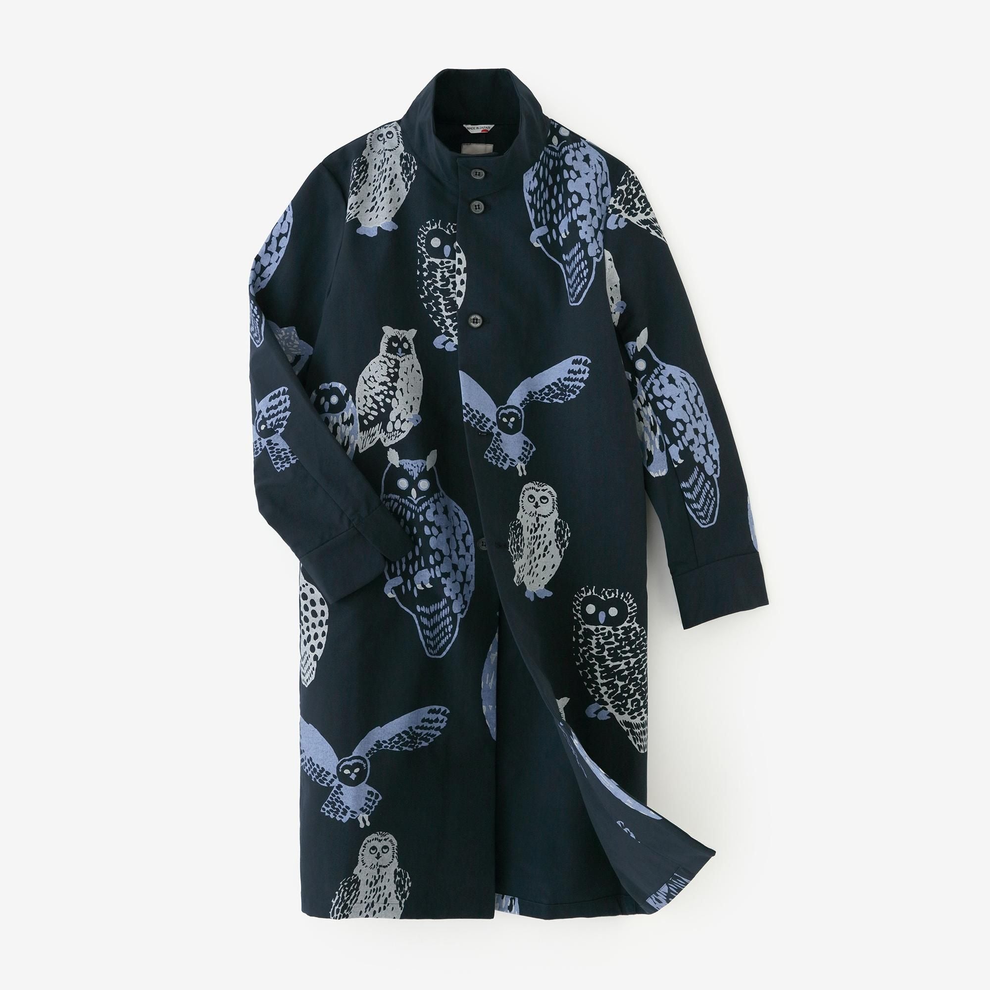 ウェザークロス スタンドカラー ロングコート／ふくろう 深紺（しんこん）▲