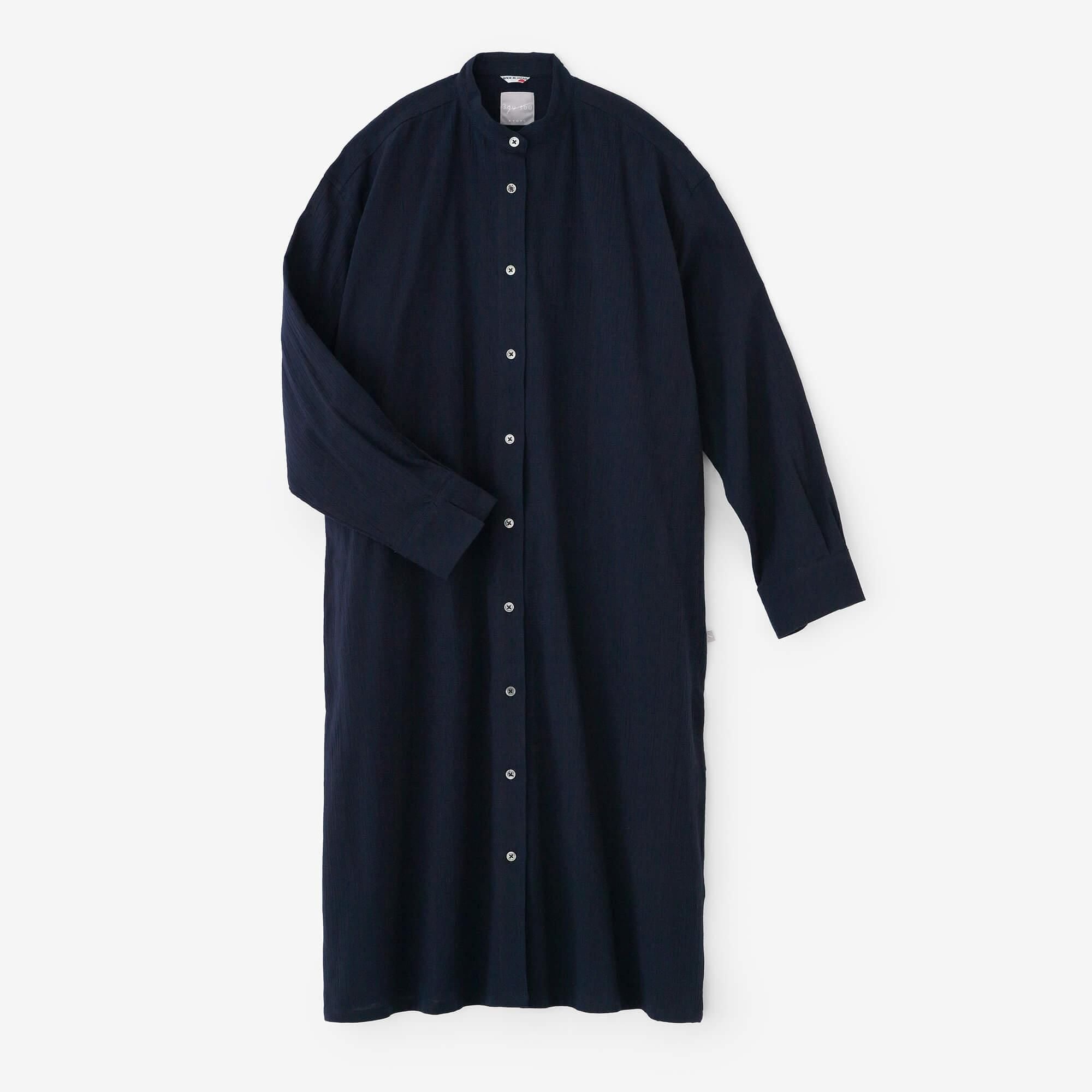 高島縮 20/20 グランシャツワンピース／留紺（とめこん）