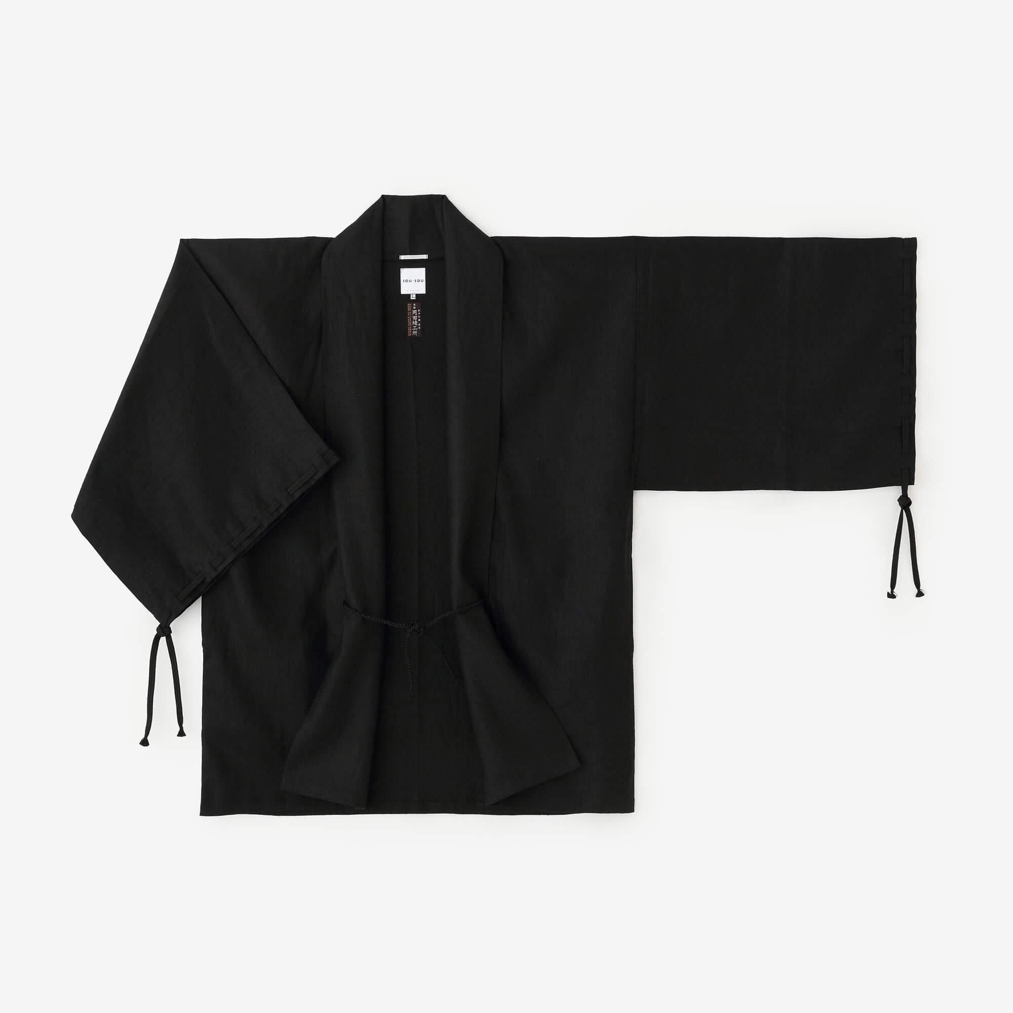 【net限定】麻 宮中袖（きゅうちゅうそで） 短衣（たんい） 単（ひとえ）／濡羽色（ぬればいろ）