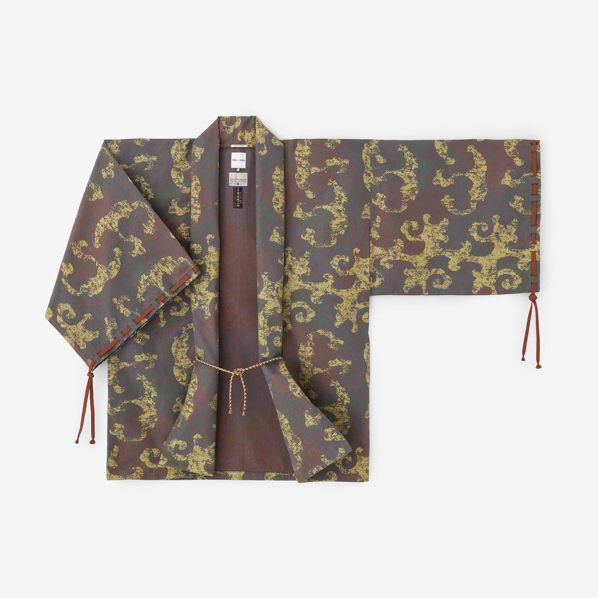 ジャカール 宮中袖（きゅうちゅうそで） 短衣（たんい） 単（ひとえ）／怒濤（どとう） 時代 （じだい）玉虫色（たまむしいろ）