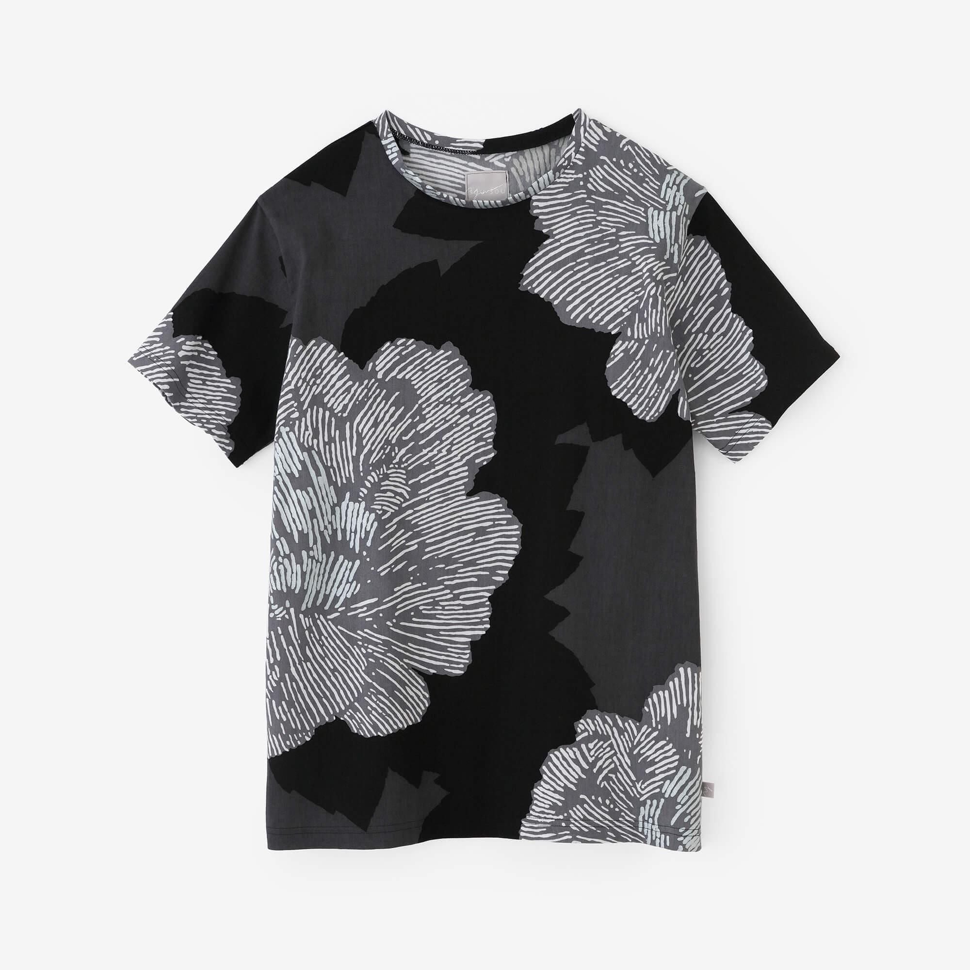 高島縮 40/40 半袖Tシャツ／芍薬（しゃくやく）