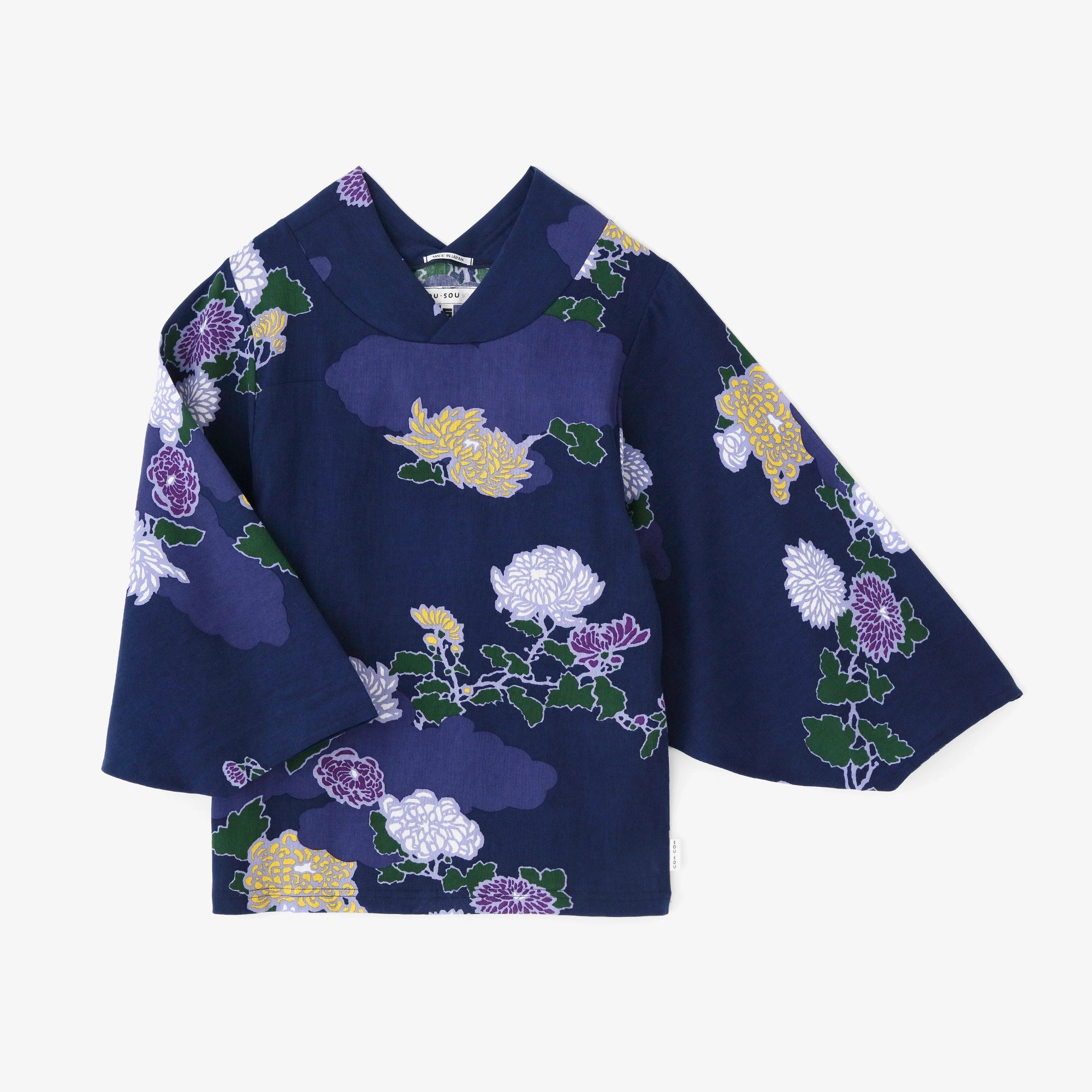 Takashima Chijimi 40/40 Nagi-Jiban/Kumodori mit Chrysanthemen 