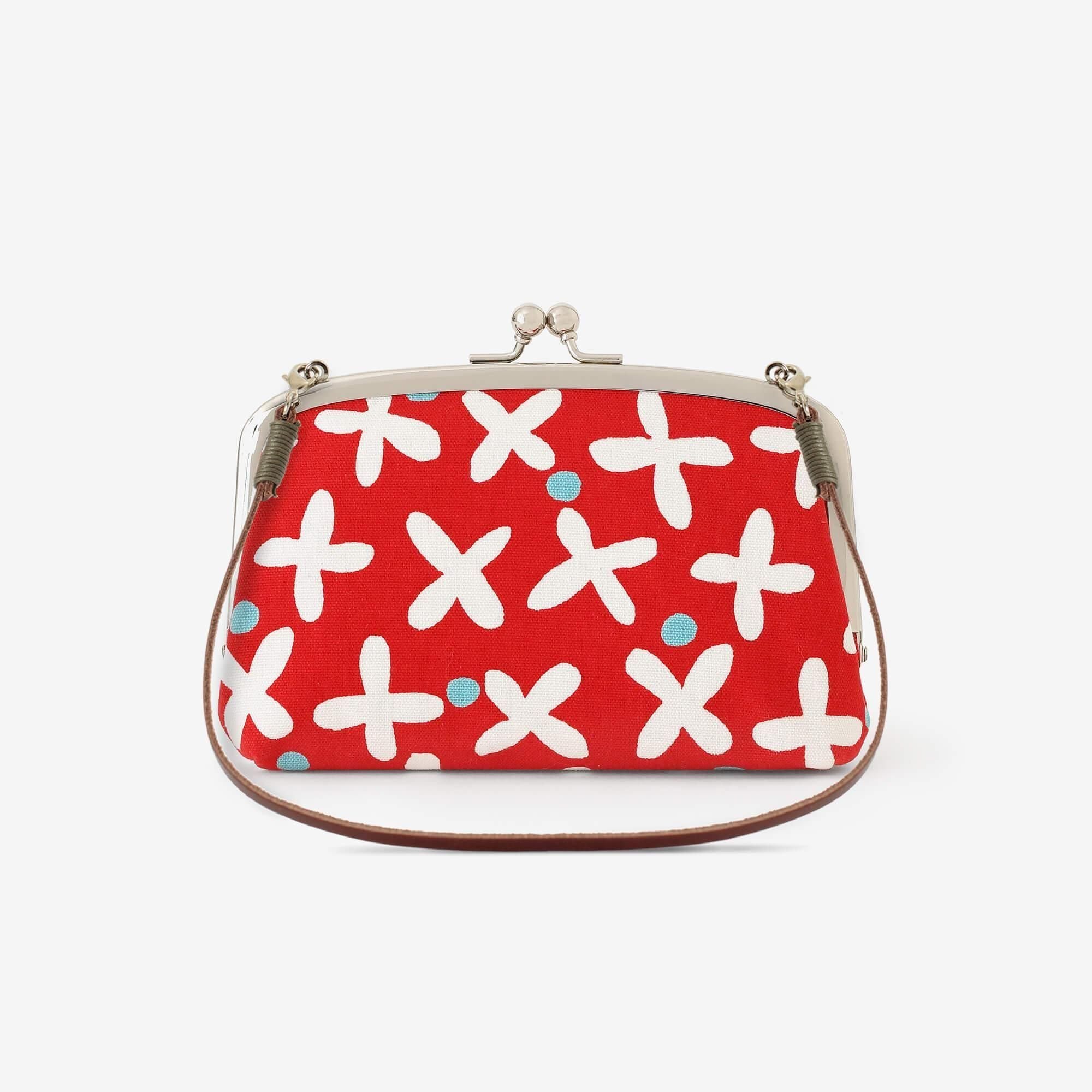 12号帆布 軟（なん）がま口 （親子）／すずしろ草 小 深緋（こきひ）