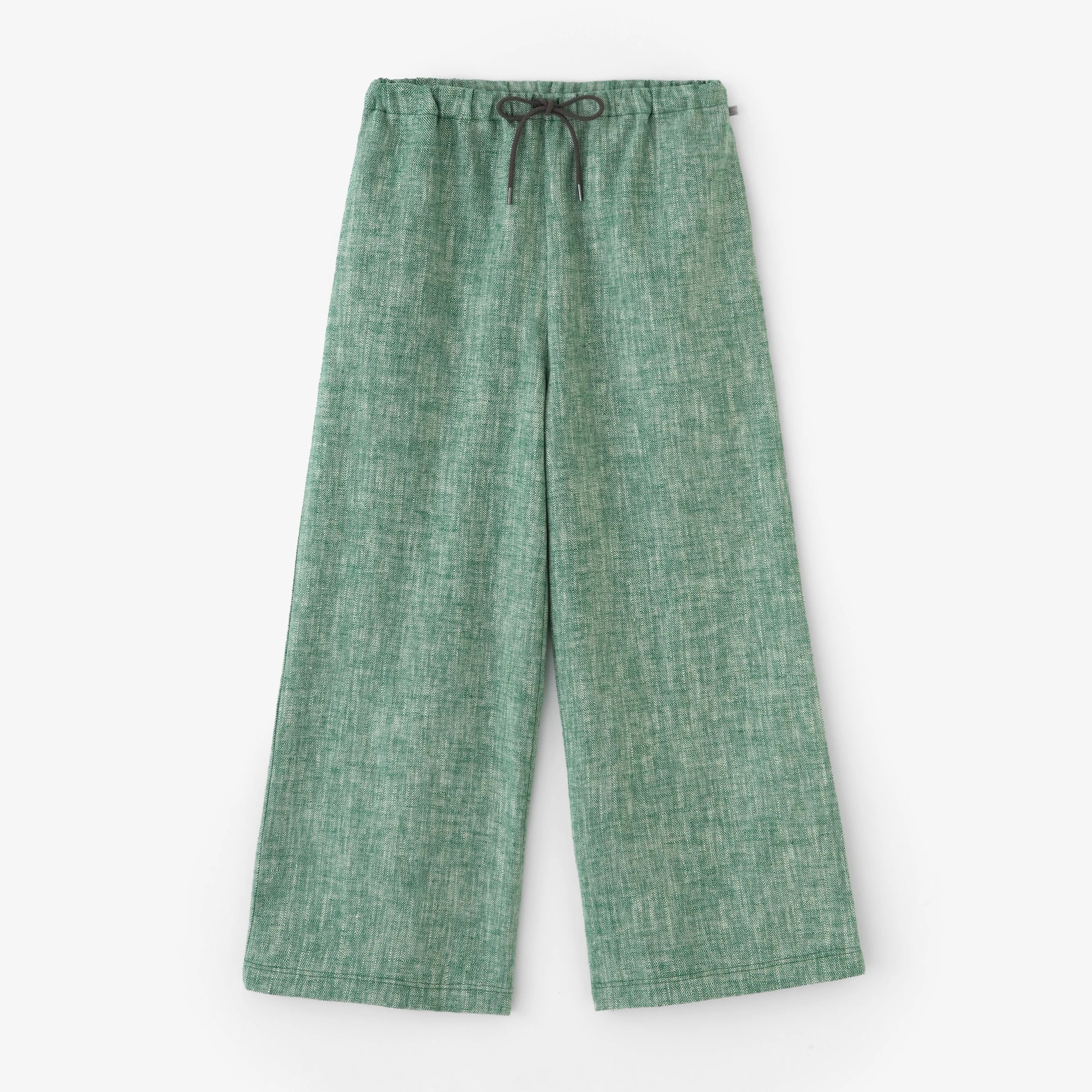 Leinen-Cotton Hélinbone Wide Pants / Heather Green 