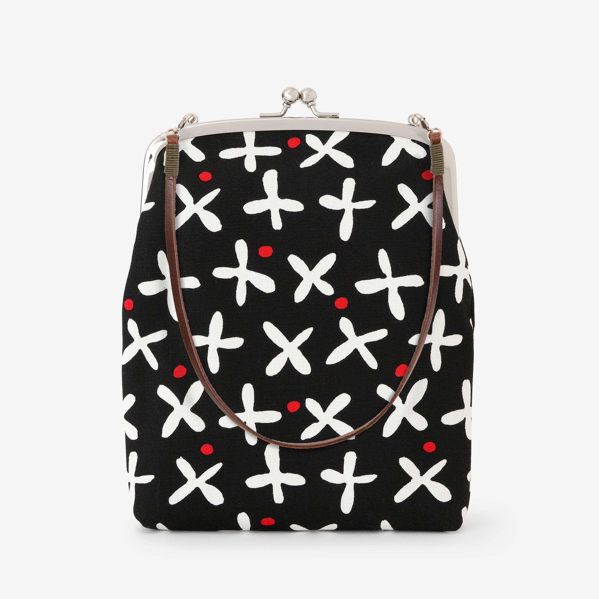 12号帆布 軟（なん）がま口 （大）／すずしろ草 小 濡羽色（ぬればいろ）