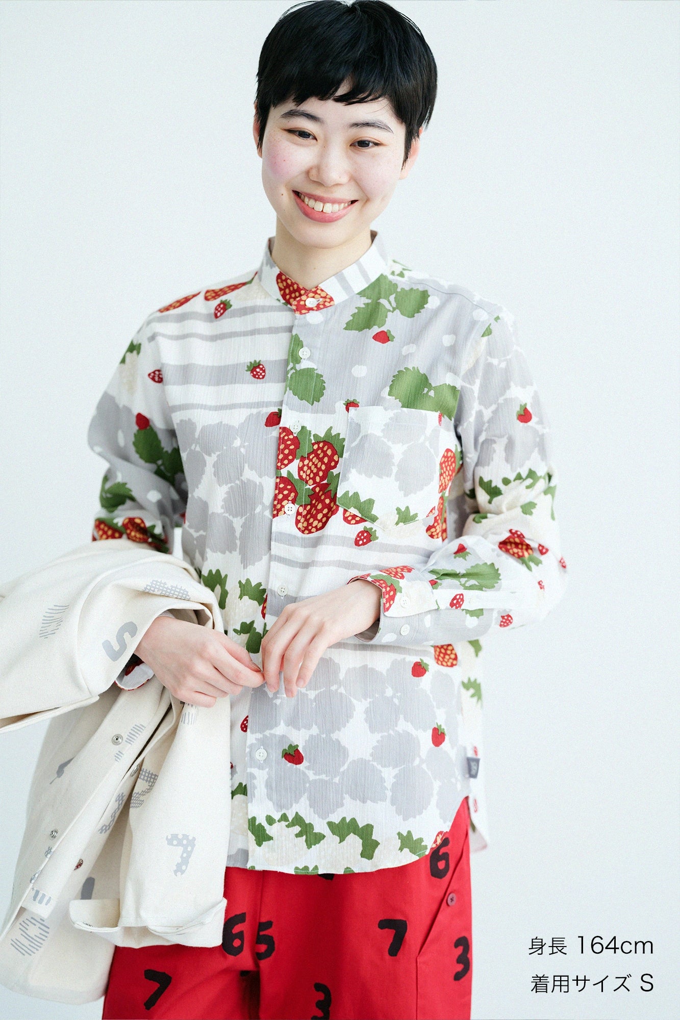 Takashima Chijimi 20/20 Chemise à col montant/cueillette de fraises