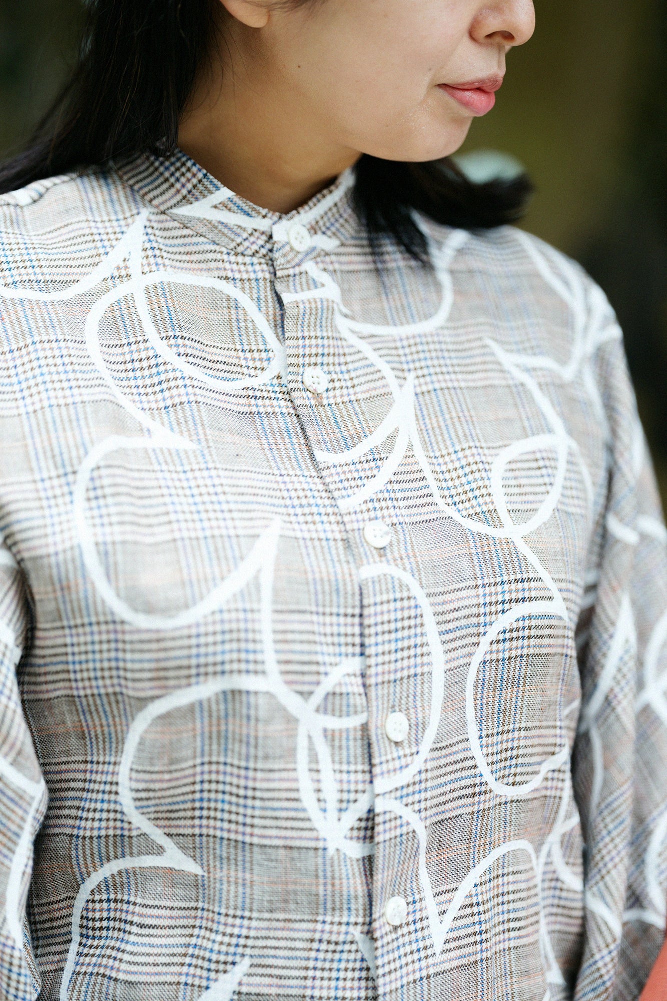 Linen Lattice Weave Kimono Sleeve Blouse／Happiness and Blank 