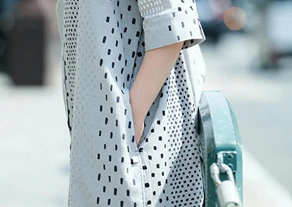 高島縮 20/20 グランシャツワンピース 6分袖